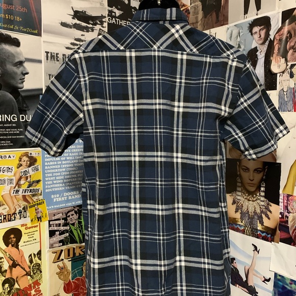 Dickies Blue Flannel Mens Shrt Slv Buttondown Sz M - Picture 2 of 4